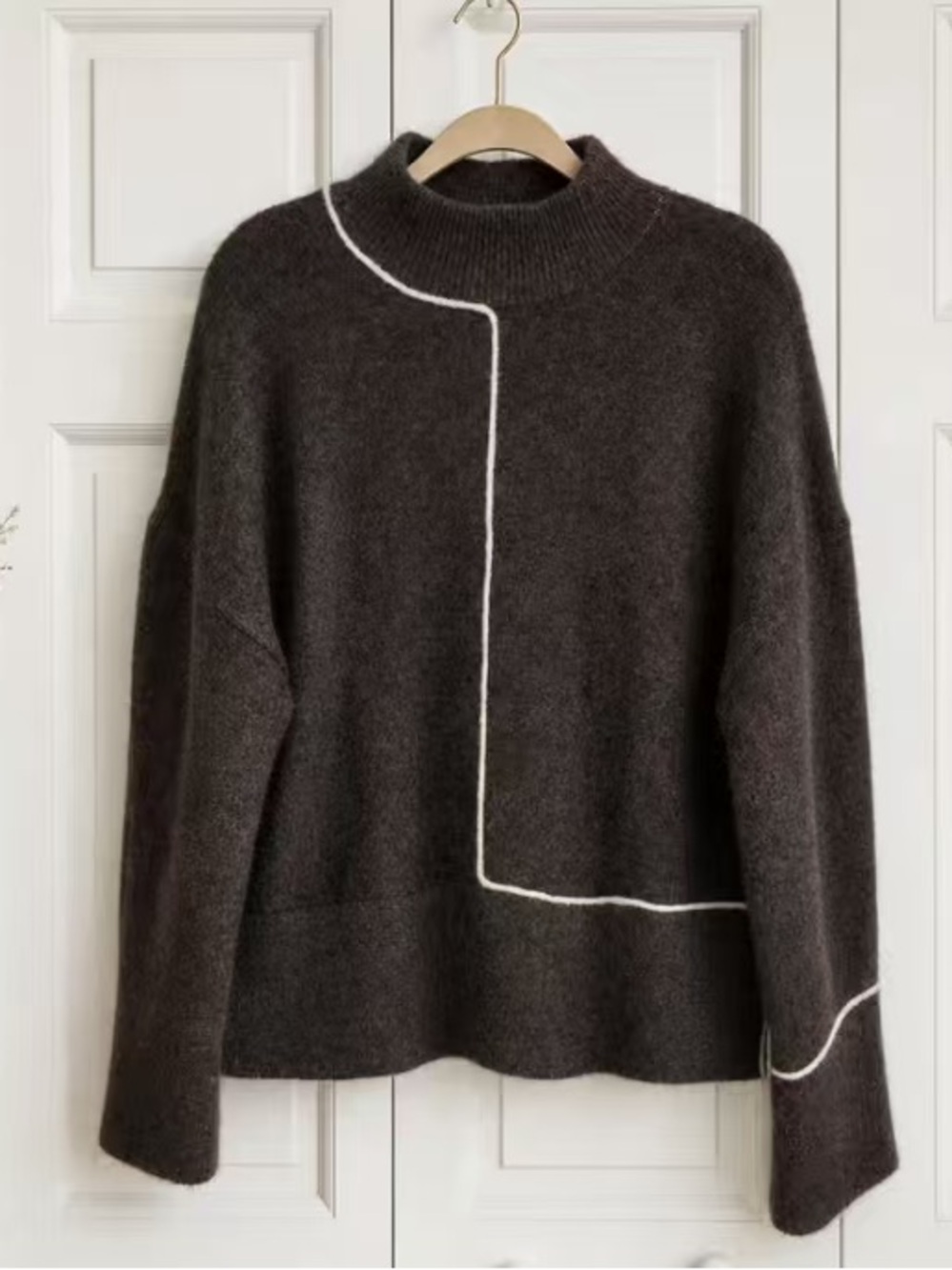 Classic Charcoal Dog Sweater with White Contrast Piping